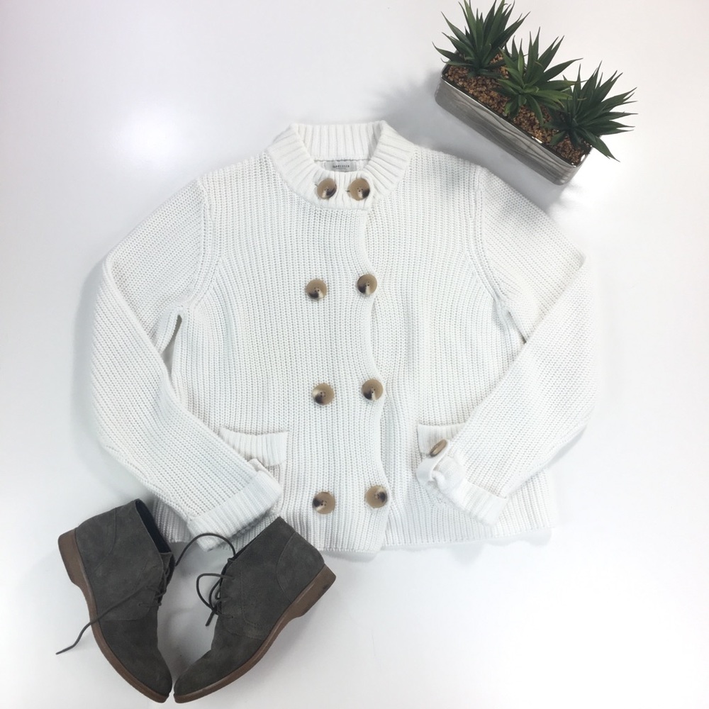 Van Heusen cable knit button sweater 100% cotton
